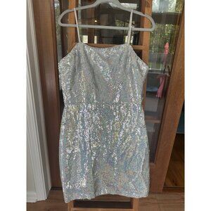 Gianni Bini Silver Sequin Mini Dress M Homecoming Disco Prom Dance